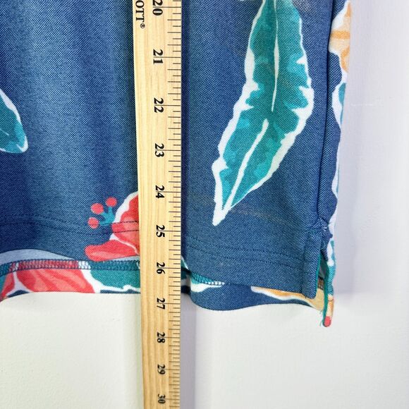 Chubbies Shirt Mens M Blue Floral Polo Pique Tropical Hawaiian Palm Short Slv - Picture 5 of 10